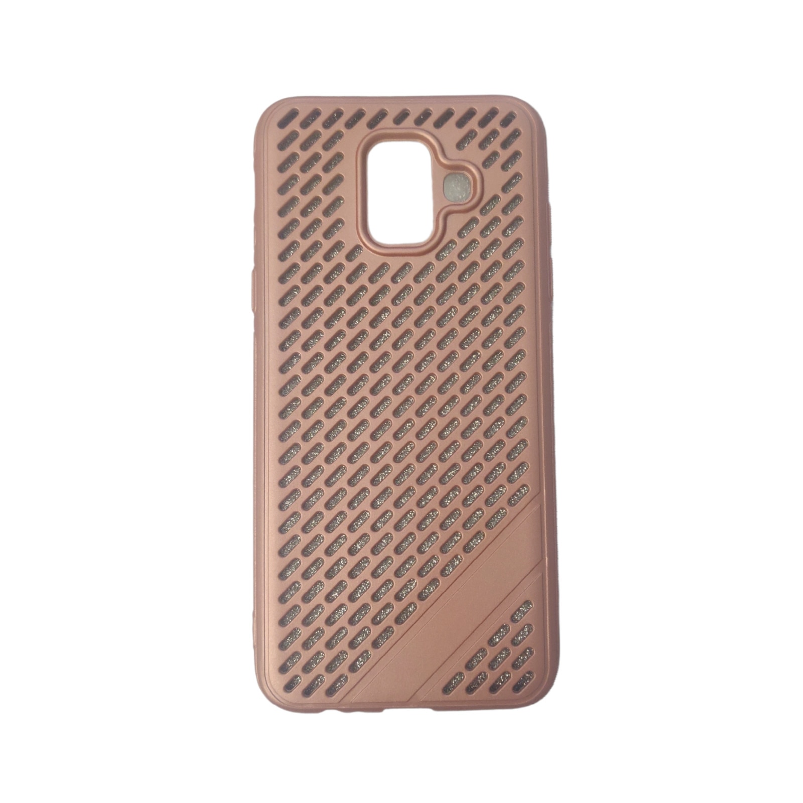 Husa compatibila cu Samsung Galaxy J6 (2018), Silicon Roz cu gauri, cu Folie Sclipici Argintiu
