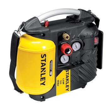 Compresor aer fara ulei Stanley, 1100 W, 1.5 Cp, 5 l capacitate rezervor, 10 bar presiune lucru, 180 l/min debit aer Compresor aer fara ulei Stanley, 1100 W, 1.5 Cp, 5 l capacitate rezervor, 10 bar presiune lucru, 180 l/min debit aer