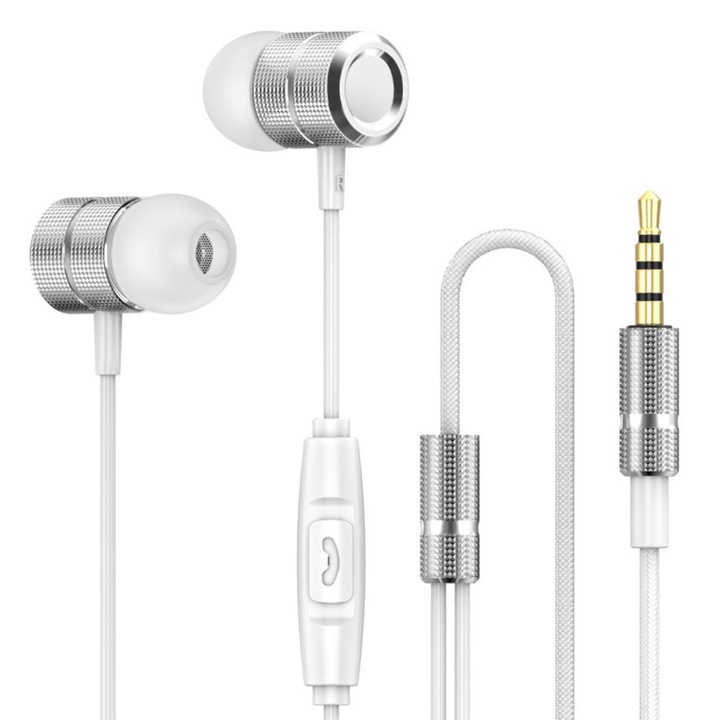 Casti In-Ear cu fir USB-C, compatibile Huawei, Xiaomi, OnePlus, Samsung si iPhone/iPad USB-C, microfon si control pe fir, sunet stereo, 1.2m, Negre (M101 Pro)