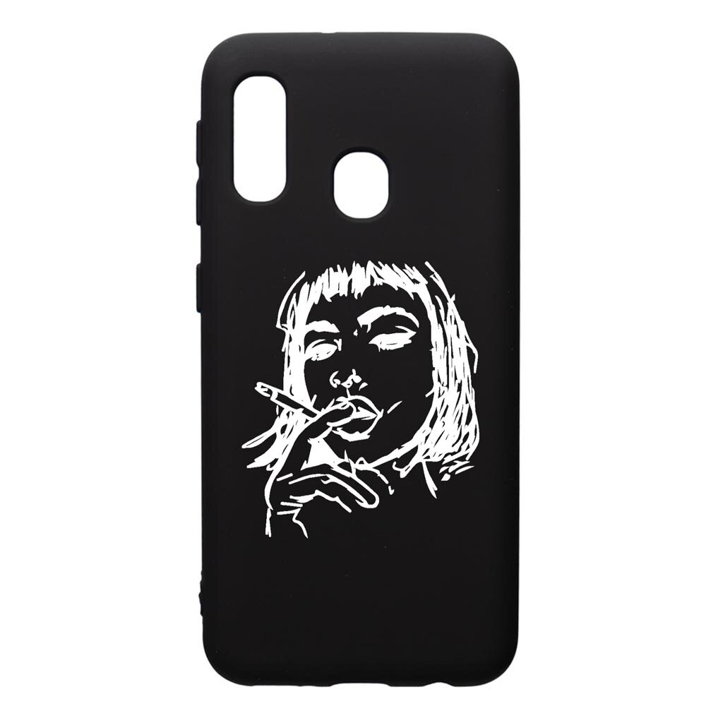 Husa Silicon Premium compatibila cu Samsung Galaxy A20E, Smoking Woman, cu interiorul din material textil, protectie camera, PB749