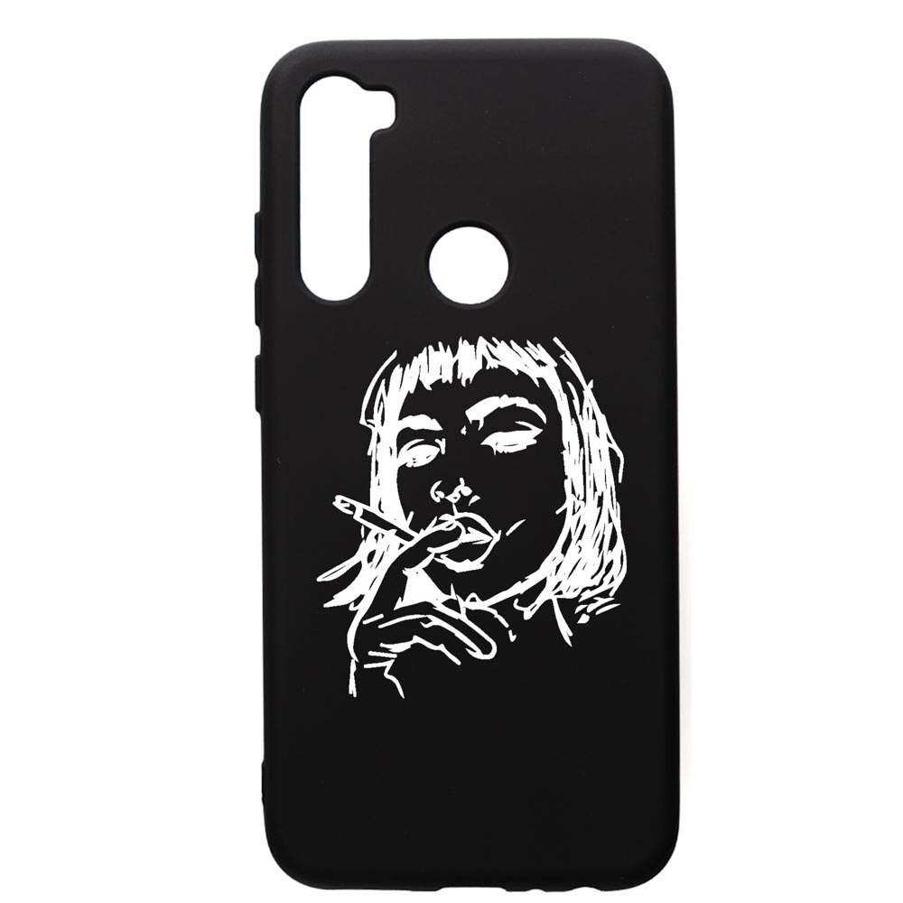 Husa Silicon Premium compatibila cu Xiaomi Redmi Note 8 Pro, Smoking Woman, cu interiorul din material textil, protectie camera, PB749