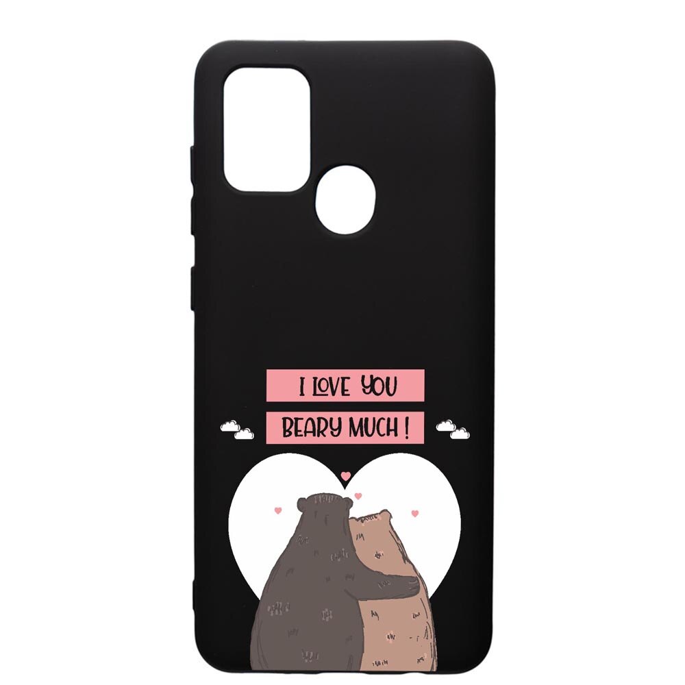 Husa Silicon Premium compatibila cu Samsung Galaxy A21, I Love U Beary Much!, cu interiorul din material textil, protectie camera, PB766
