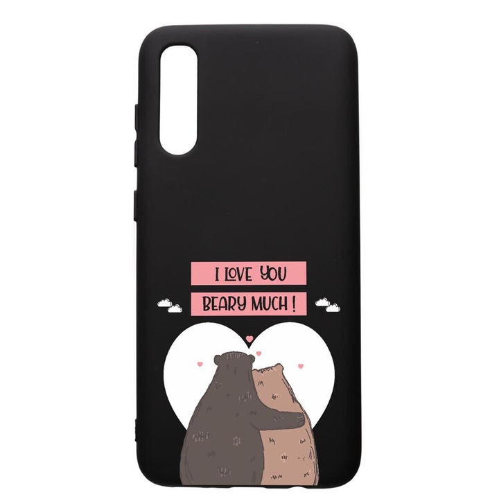 Husa Silicon Premium compatibila cu Samsung Galaxy A70, I Love U Beary Much!, cu interiorul din material textil, protectie camera, PB766