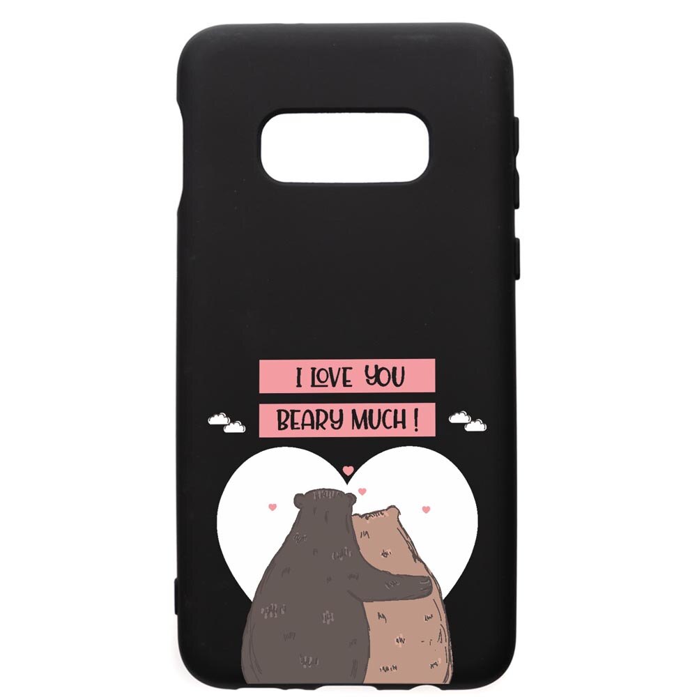 Husa Silicon Premium compatibila cu Samsung Galaxy S10E, I Love U Beary Much!, cu interiorul din material textil, protectie camera, PB766
