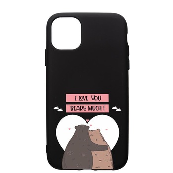 Husa Silicon Premium compatibila cu Apple iPhone 11, I Love U Beary Much!, cu interiorul din material textil, protectie camera, PB766 Husa Silicon Premium compatibila cu Apple iPhone 11, I Love U Beary Much!, cu interiorul din material textil, protectie camera, PB766