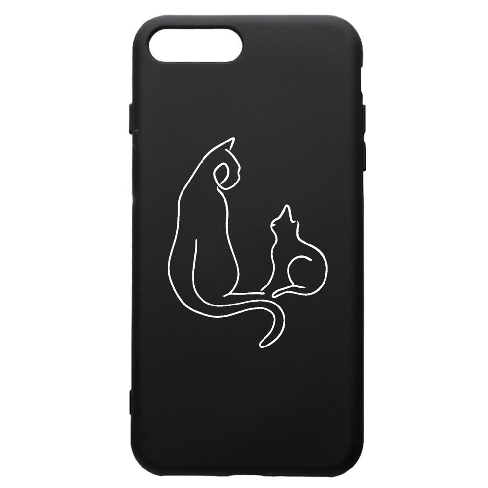 Husa Silicon Premium compatibila cu Apple iPhone 8 Plus / iPhone 7 Plus, Abstract Cat, cu interiorul din material textil, protectie camera, PB738