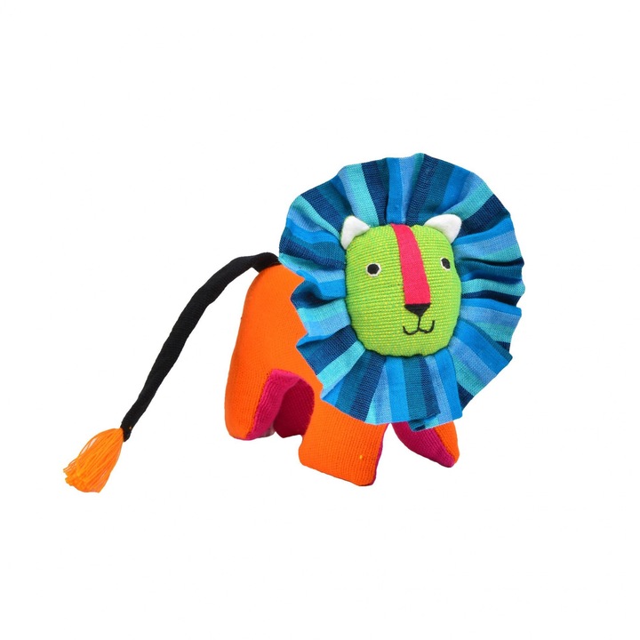 Jucarie Leul Luna, Barefoot, bumbac umpluta cu kapok, portocaliu, 15 cm