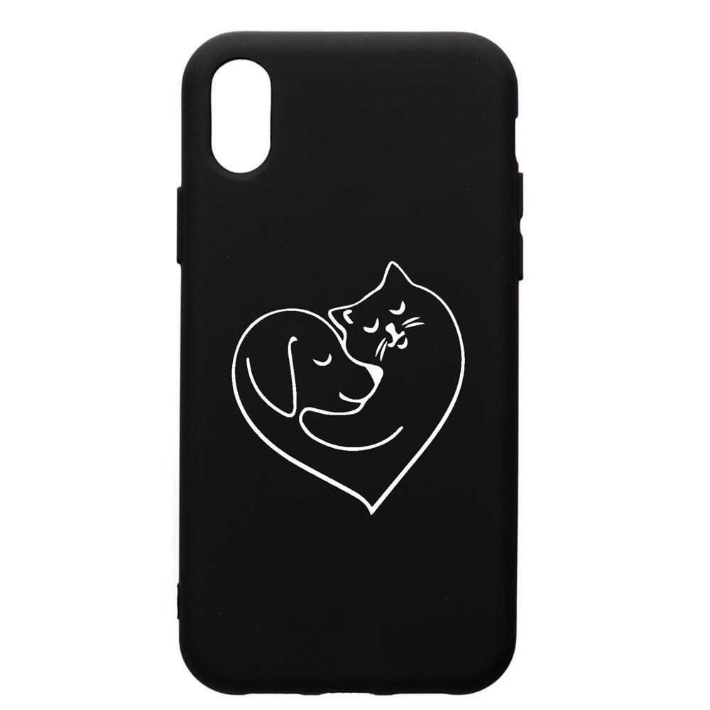 Husa Silicon Premium compatibila cu Apple iPhone XR, Dog And Cat Love, cu interiorul din material textil, protectie camera, PB739