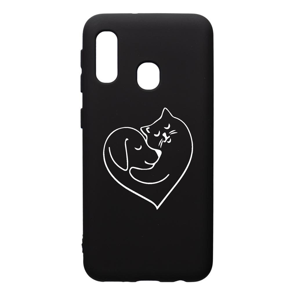 Husa Silicon Premium compatibila cu Samsung Galaxy A20E, Dog And Cat Love, cu interiorul din material textil, protectie camera, PB739