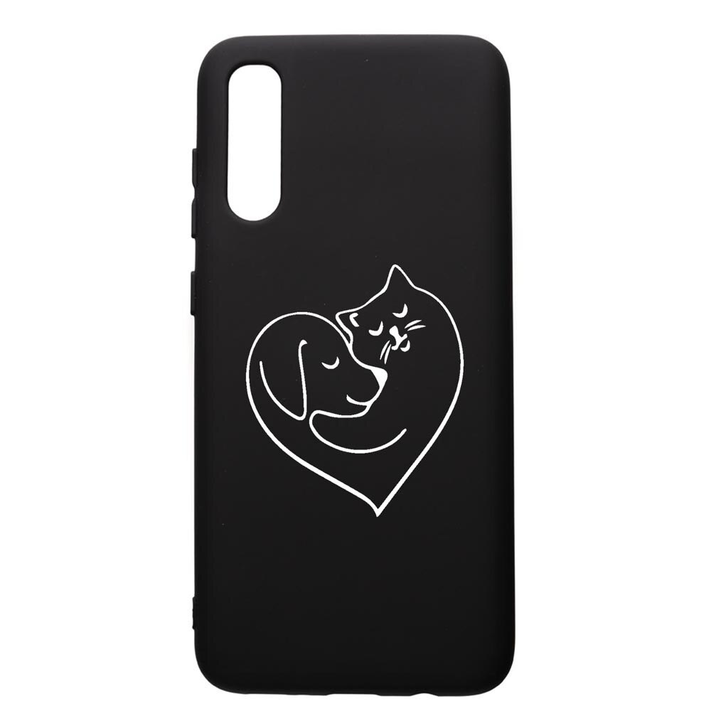 Husa Silicon Premium compatibila cu Samsung Galaxy A30S, Dog And Cat Love, cu interiorul din material textil, protectie camera, PB739