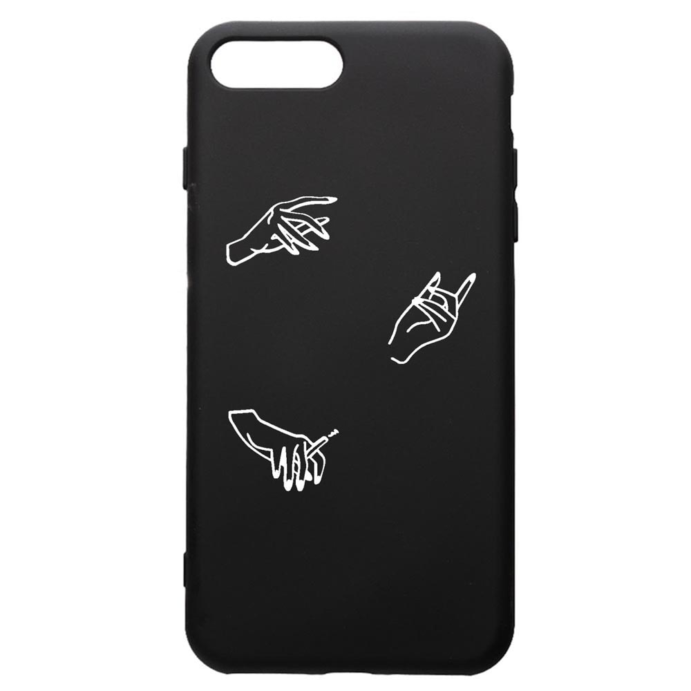 Husa Silicon Premium compatibila cu Apple iPhone 8 Plus / iPhone 7 Plus, Hands, cu interiorul din material textil, protectie camera, PB740