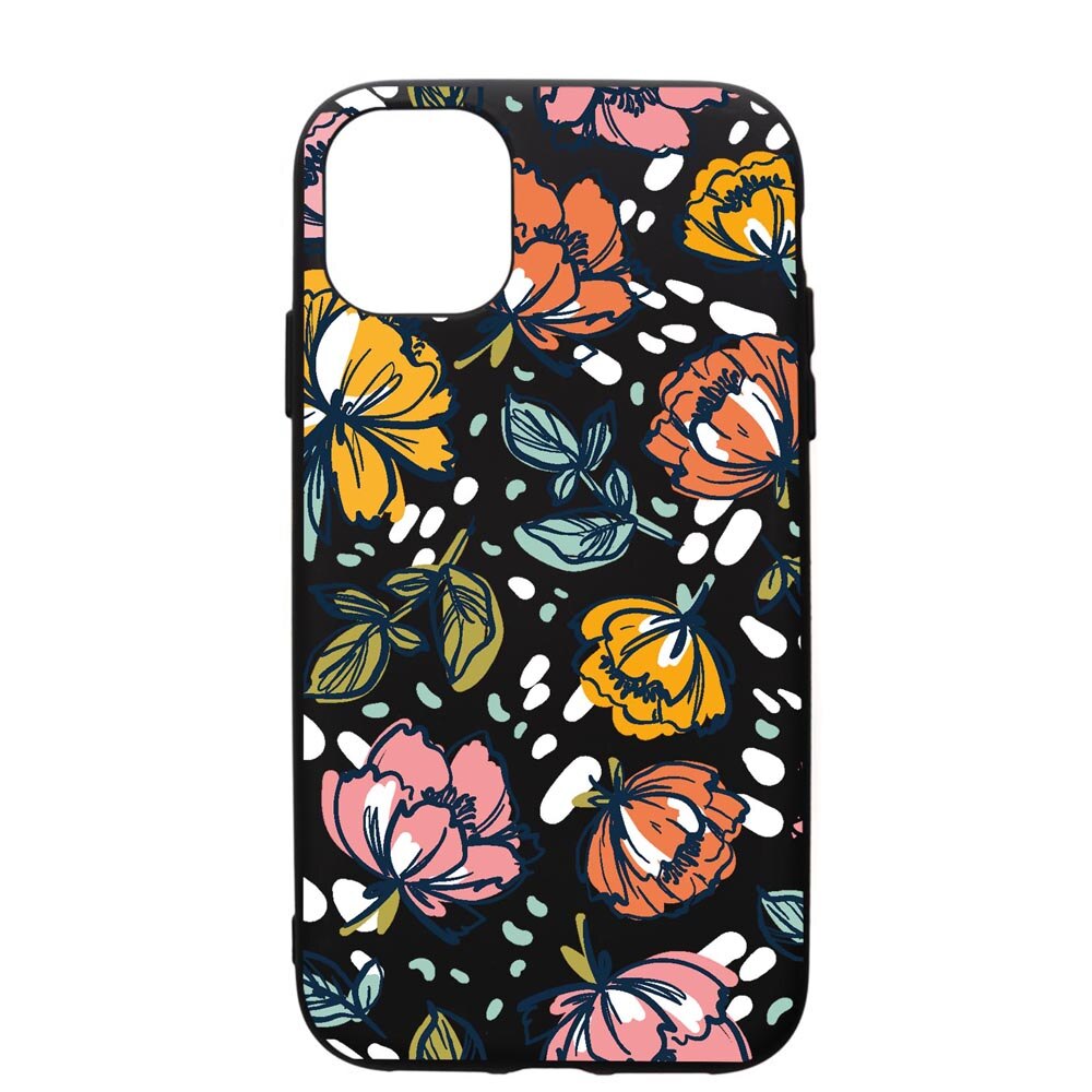 Husa Silicon Premium compatibila cu Apple iPhone 11 Pro, Flowers - Pastel Colors, cu interiorul din material textil, protectie camera, PB755