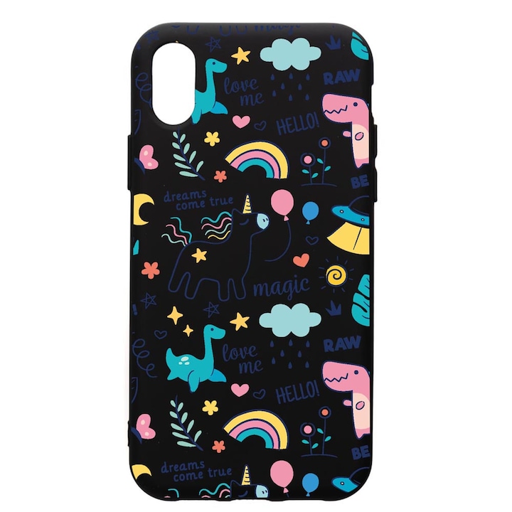 Prémium Szilikon tok, Apple iPhone XS / iPhone X, Unicorn - Dream Come True, kamera védelem, mikroszálas puha belső, PB759