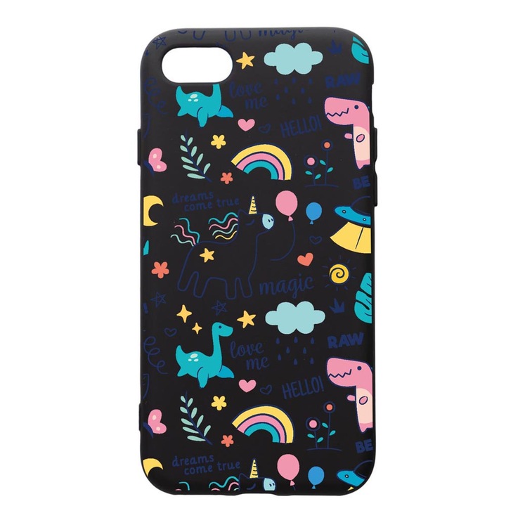 Prémium Szilikon tok, Apple iPhone SE 2 / iPhone 8 / iPhone 7, Unicorn - Dream Come True, kamera védelem, mikroszálas puha belső, PB759