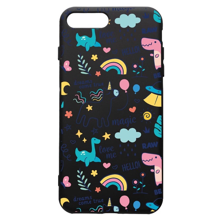 Prémium Szilikon tok, Apple iPhone 8 Plus / iPhone 7 Plus, Unicorn - Dream Come True, kamera védelem, mikroszálas puha belső, PB759