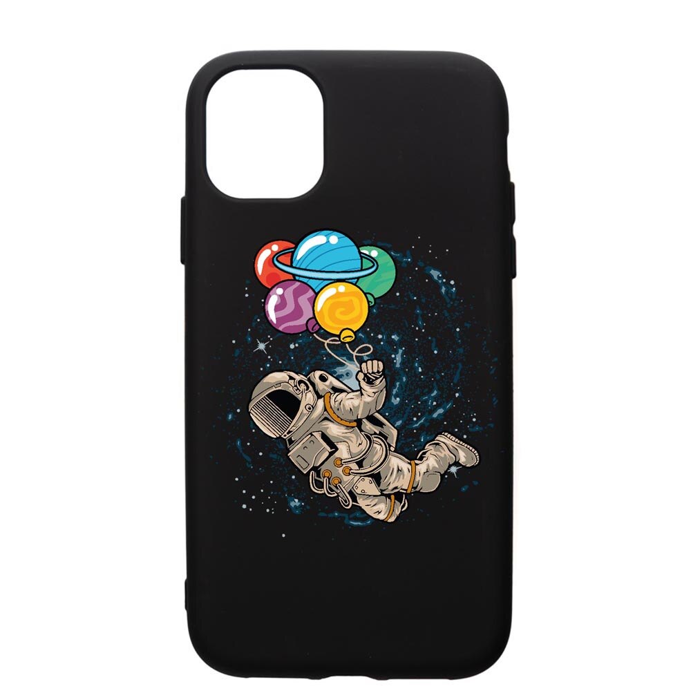 Husa Silicon Premium compatibila cu Apple iPhone 12 Pro Max, Happy Astronaut, cu interiorul din material textil, protectie camera, PB773