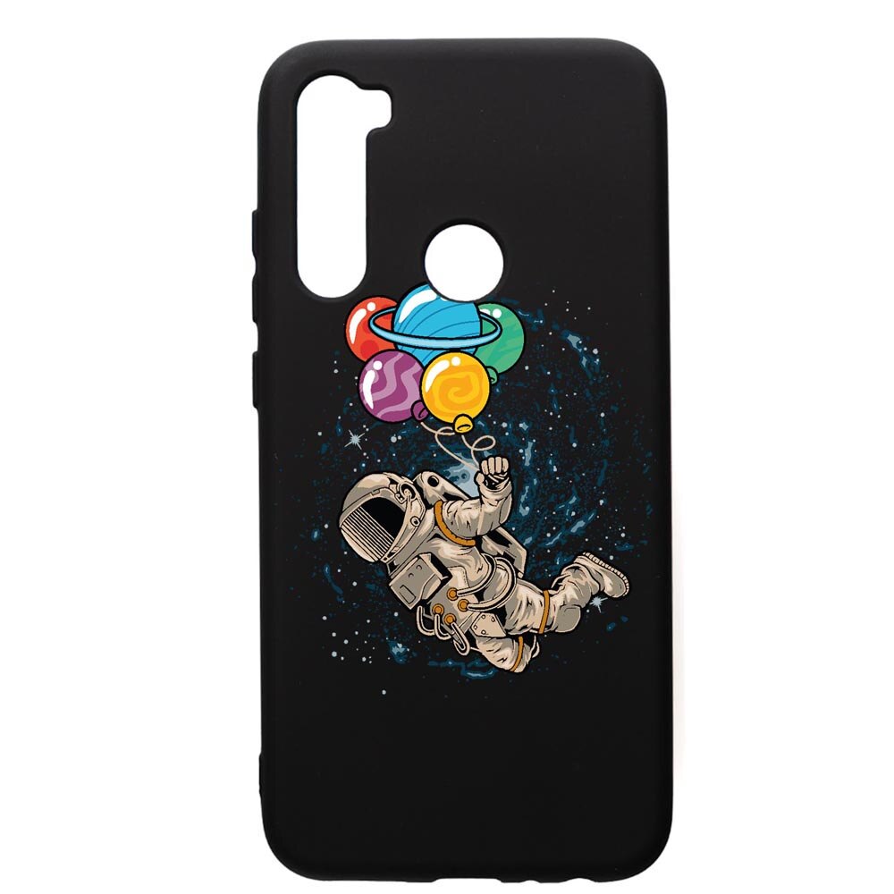 Husa Silicon Premium compatibila cu Xiaomi Redmi Note 8 Pro, Happy Astronaut, cu interiorul din material textil, protectie camera, PB773