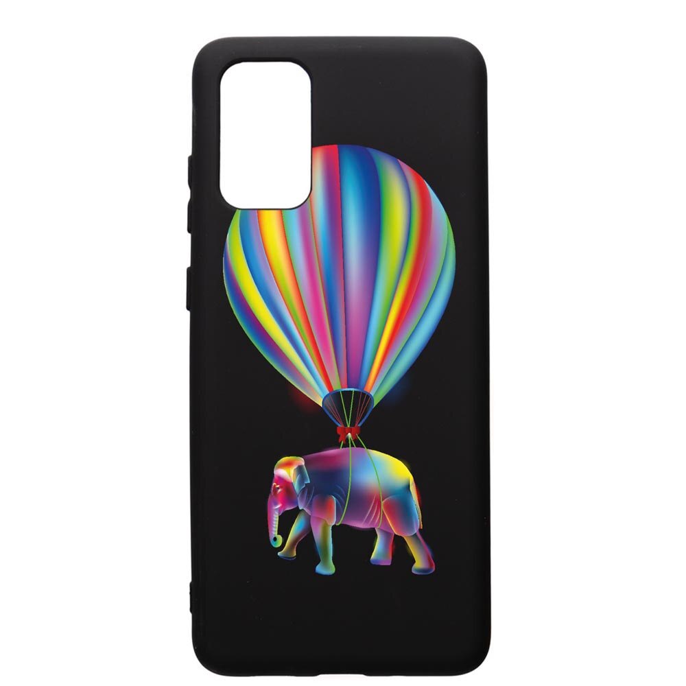 Husa Silicon Premium compatibila cu Samsung Galaxy A41, Rainbow Elefant, cu interiorul din material textil, protectie camera, PB767