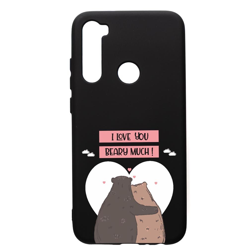Husa Silicon Premium compatibila cu Xiaomi Redmi Note 8, I Love U Beary Much!, cu interiorul din material textil, protectie camera, PB766