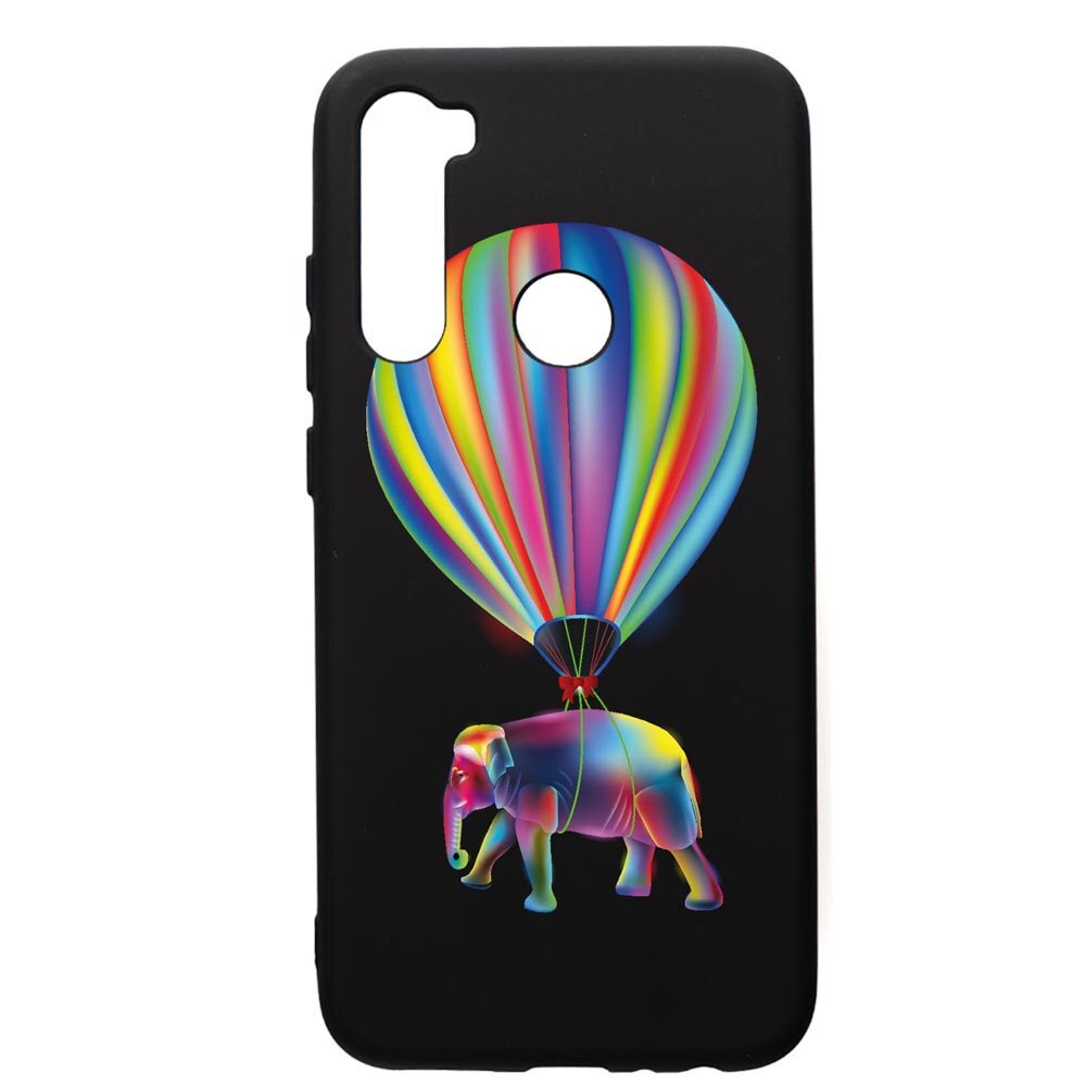 Husa Silicon Premium compatibila cu Xiaomi Redmi Note 8, Rainbow Elefant, cu interiorul din material textil, protectie camera, PB767