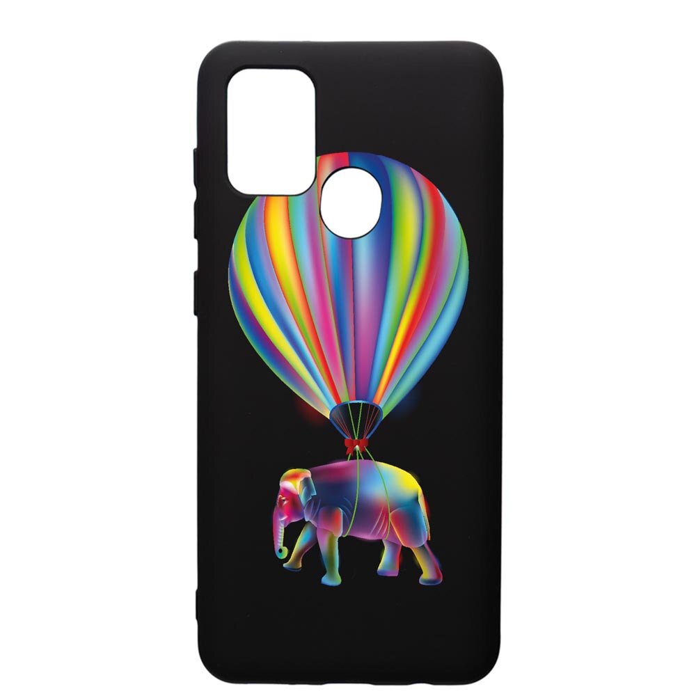 Husa Silicon Premium compatibila cu Samsung Galaxy A21, Rainbow Elefant, cu interiorul din material textil, protectie camera, PB767