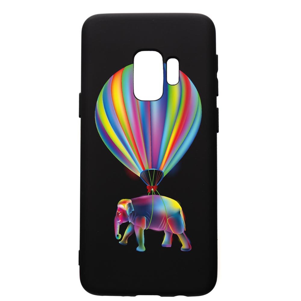 Husa Silicon Premium compatibila cu Samsung Galaxy S9, Rainbow Elefant, cu interiorul din material textil, protectie camera, PB767