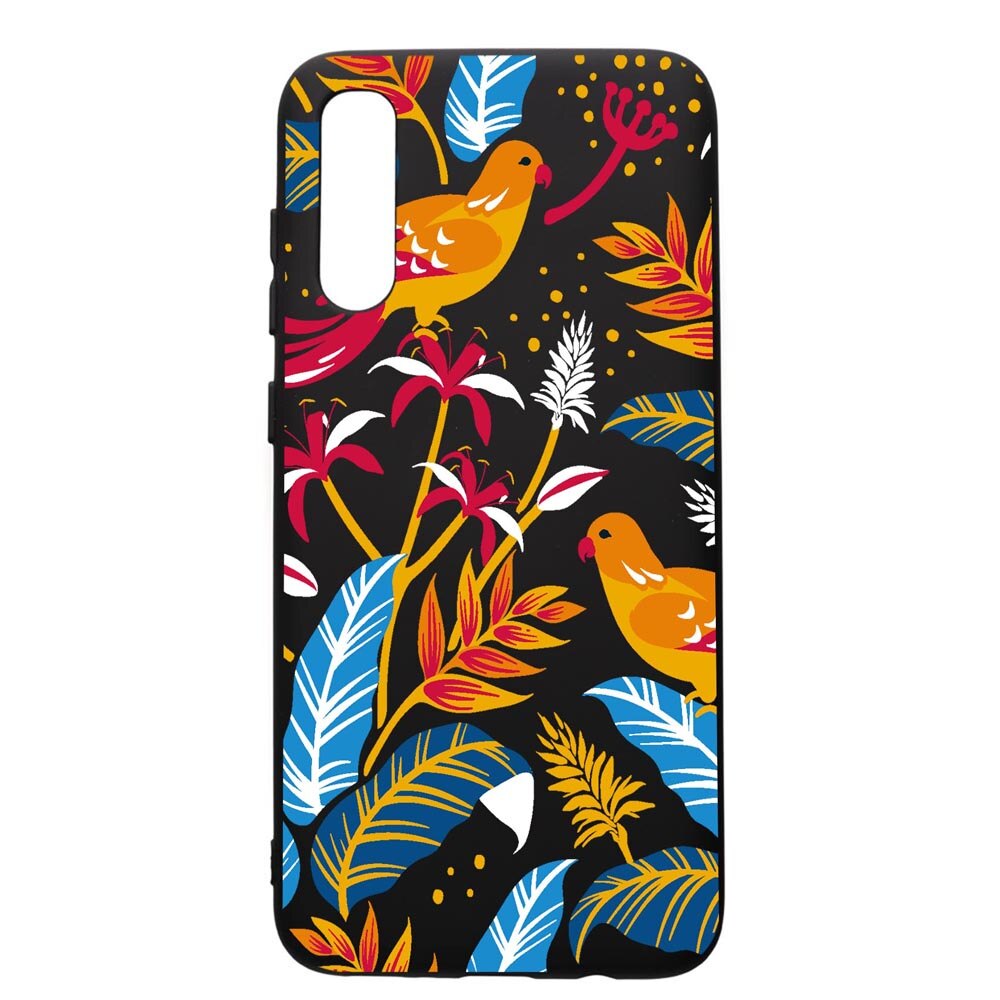 Husa Silicon Premium compatibila cu Samsung Galaxy A50, Colored Birds, cu interiorul din material textil, protectie camera, PB769