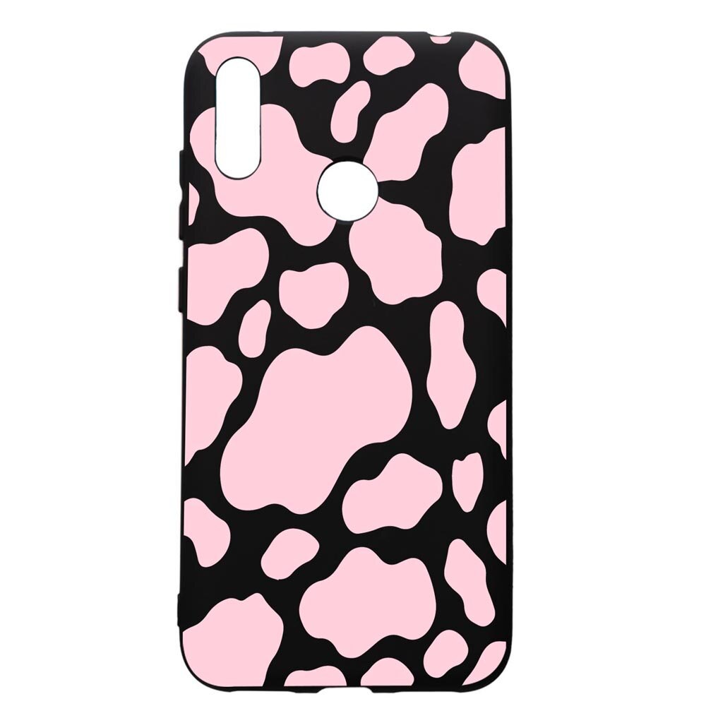 Husa Silicon Premium compatibila cu Huawei Y7 2019, Pink Cow, cu interiorul din material textil, protectie camera, PB786