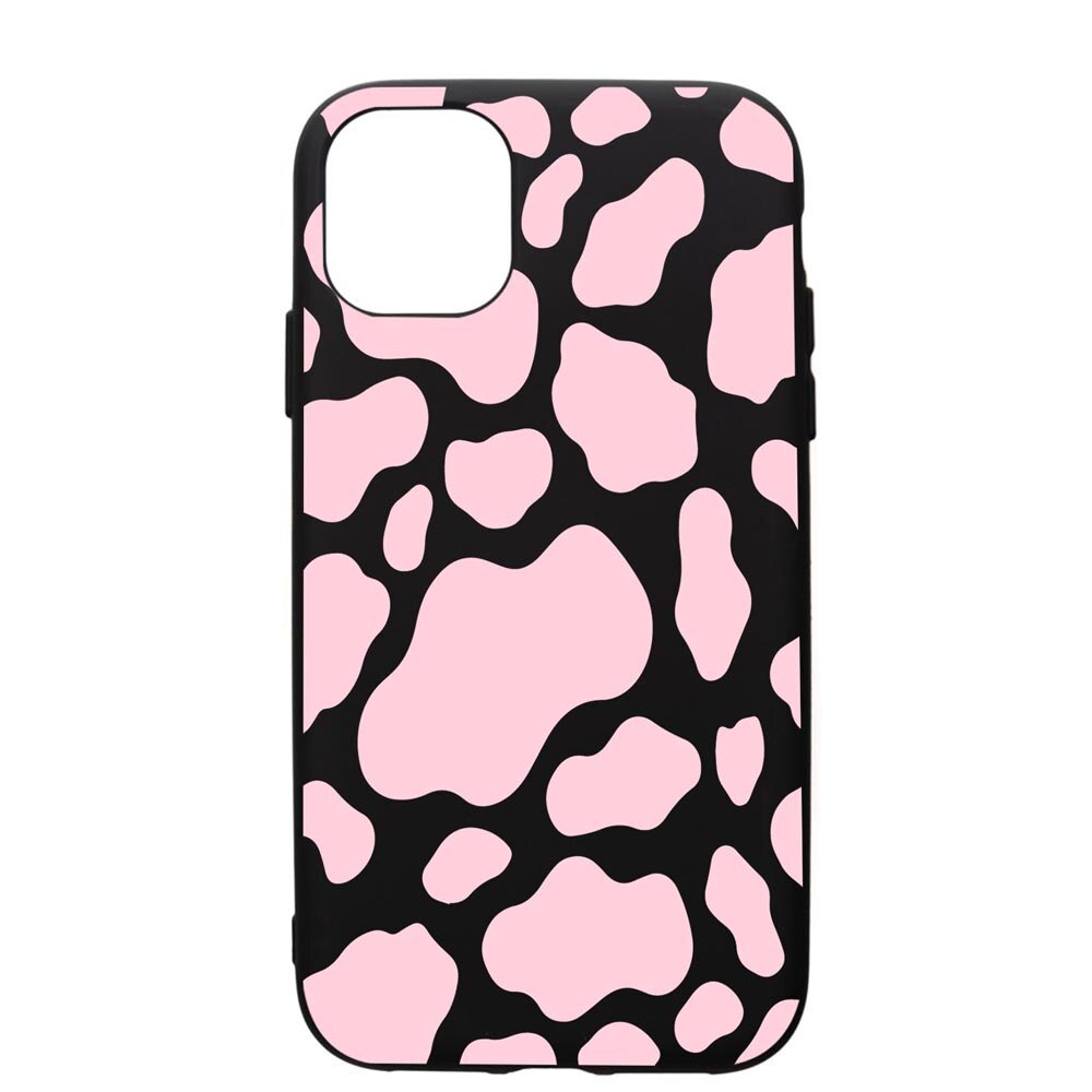 Husa Silicon Premium compatibila cu Apple iPhone 11, Pink Cow, cu interiorul din material textil, protectie camera, PB786