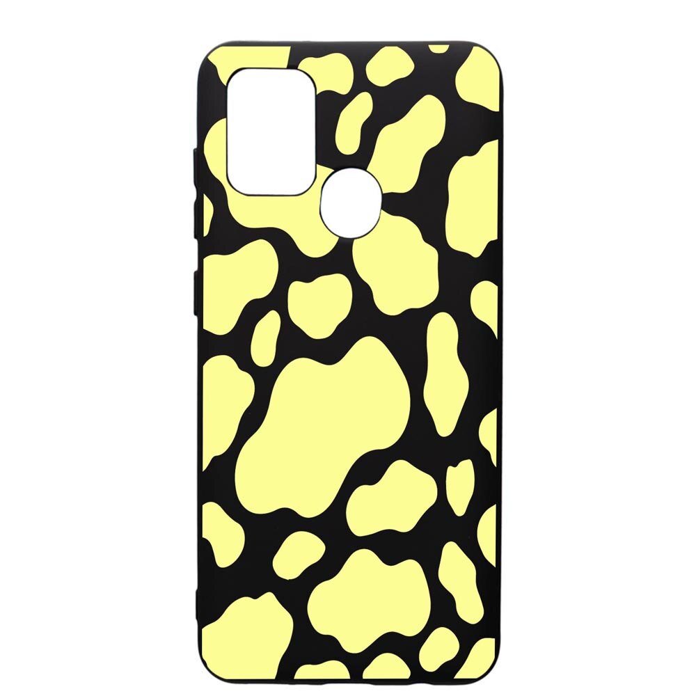 Husa Silicon Premium compatibila cu Samsung Galaxy A21, Yellow Cow, cu interiorul din material textil, protectie camera, PB787