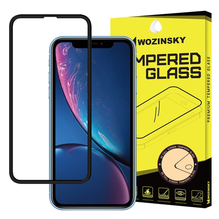 Protector de sticla Wozinsky pentru iPhone XR, transparent/negru