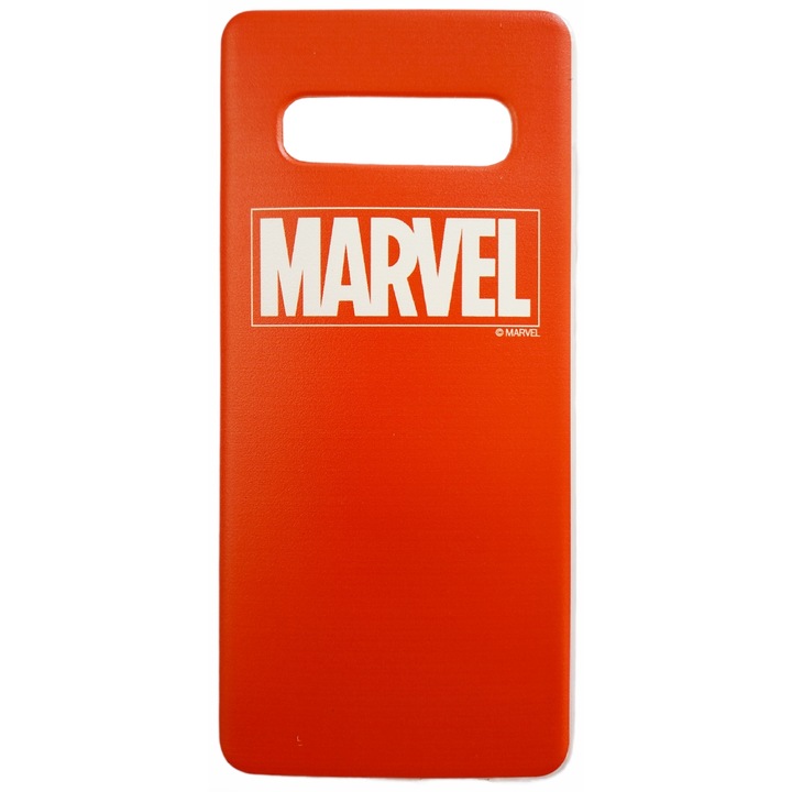 Предпазен гръб Marvel Case, 002, Full Print, за Samsung Galaxy S10 Plus, Червен/Бял