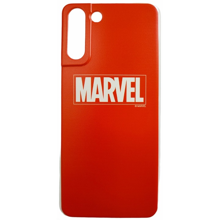 Предпазен гръб Marvel Case, 002, Full Print, за Samsung Galaxy S21 Plus, Червен/Бял