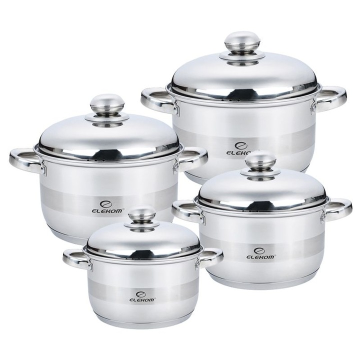 Set oale, Elekom, EK-1824M, Aluminiu, Argintiu, 8 piese