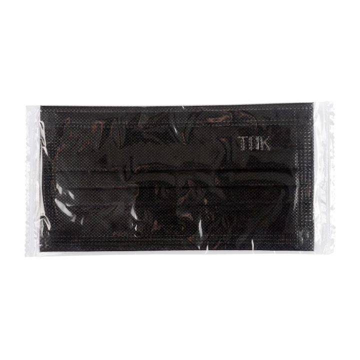 Set 50 de bucati Masti medicale faciale, THK, ambalate individual, 3 pliuri, 3 straturi, culoare negru
