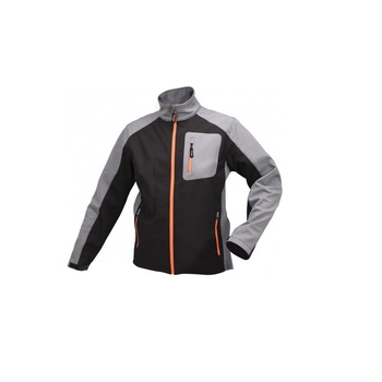 Geaca softshell rezistenta la apa, XXL, Yato, cu fermoar portocaliu, YT-79534 Geaca softshell rezistenta la apa, XXL, Yato, cu fermoar portocaliu, YT-79534