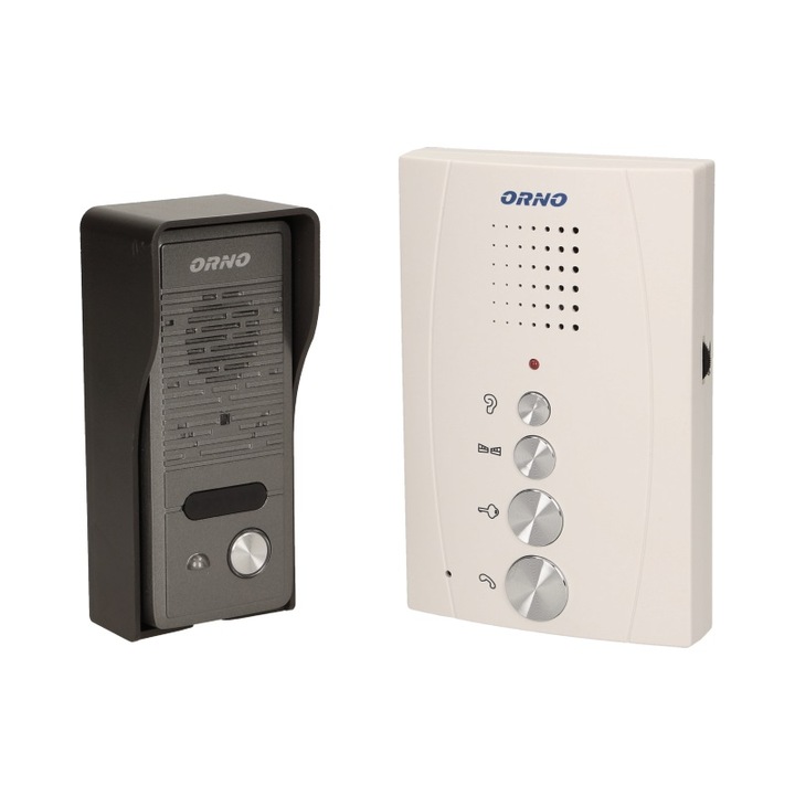 Interfon pentru o familie ELUVIO ORNO OR-DOM-RE-914/W, control automat al portilor, ultra-slim, alb/negru