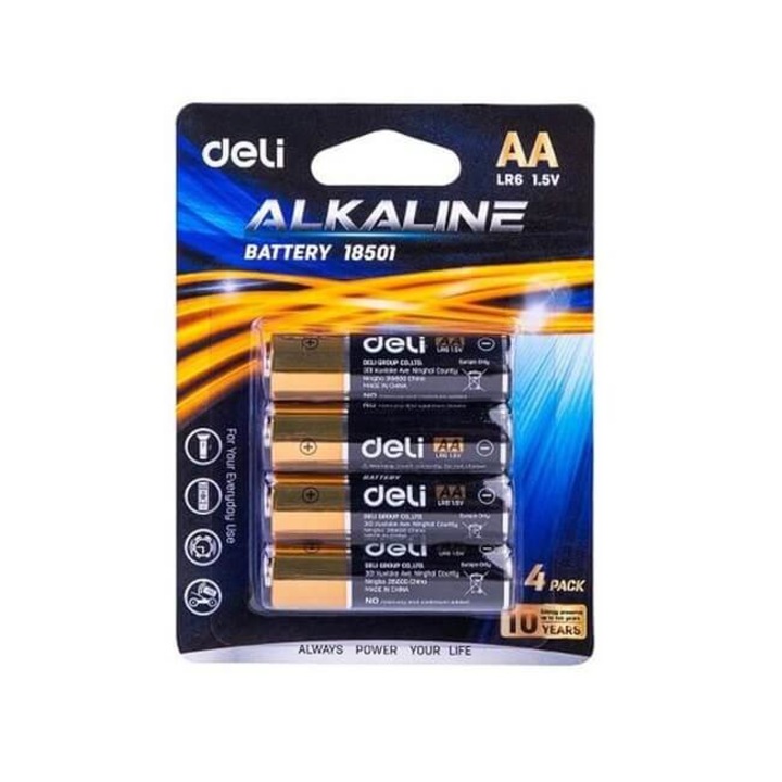 Set 4 Baterii Alcaline Deli AA, LR6 1.5 V
