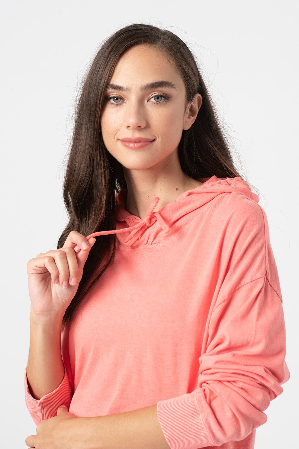 GAP, Hanorac de bumbac cu maneci cazute, Corai