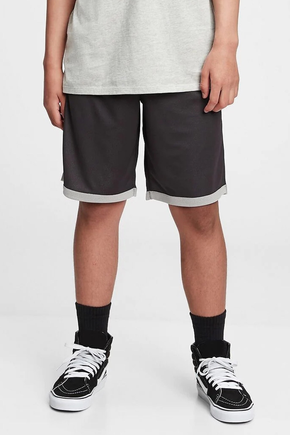 GAP, Bermude reversibile cu snur de ajustare in talie, Negru stins/Alb