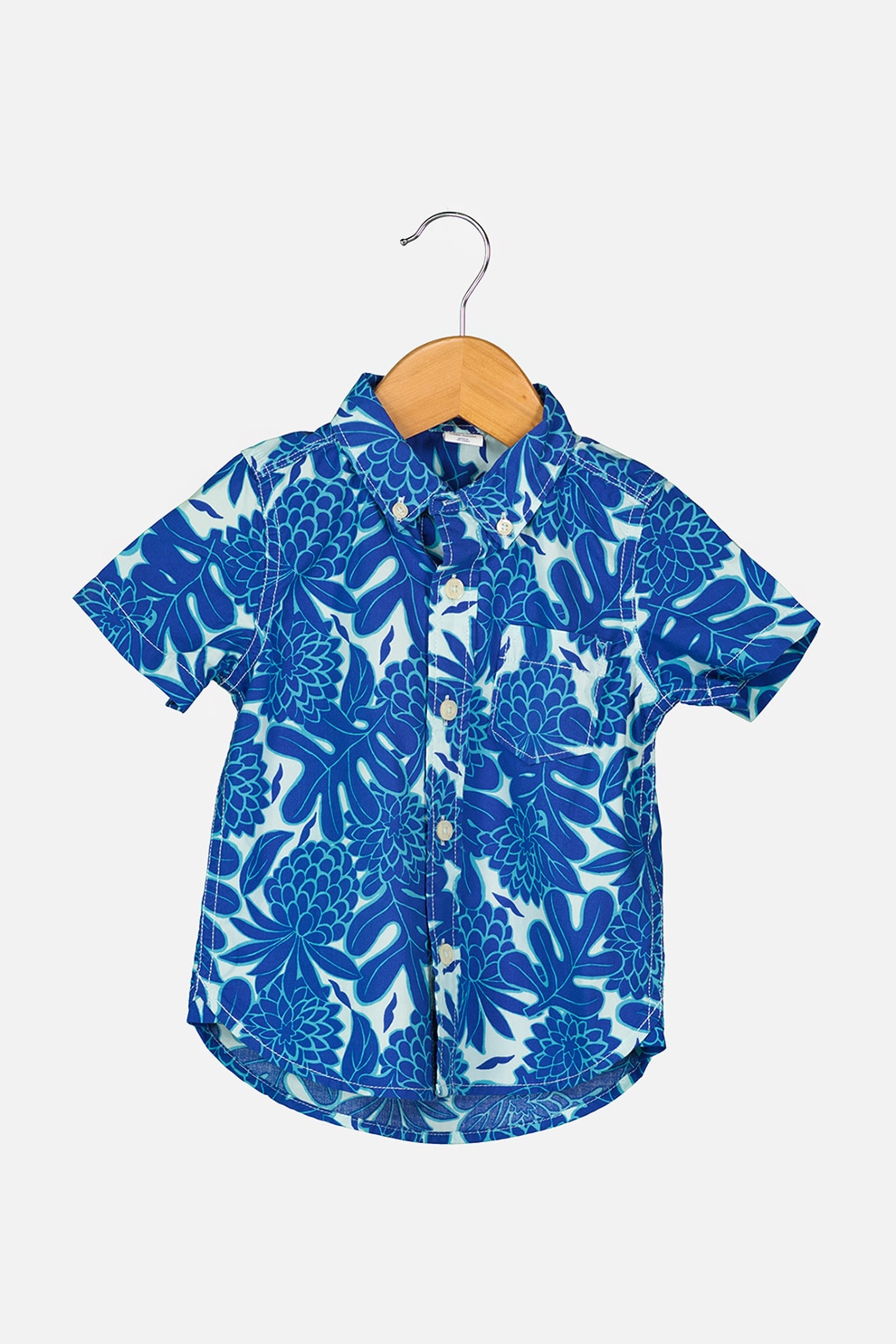 GAP, Camasa cu model si buzunar aplicat pe piept, Albastru inchis/verde persan