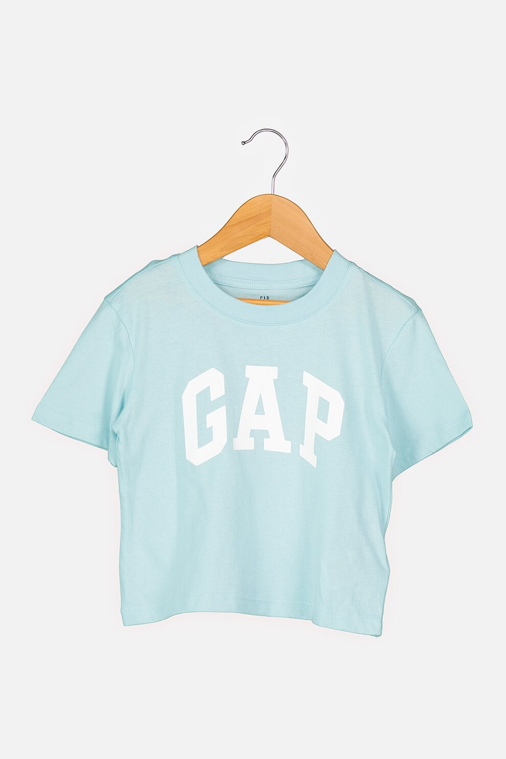 GAP, Tricou de bumbac organic cu logo supradimensionat, Bleu/Alb