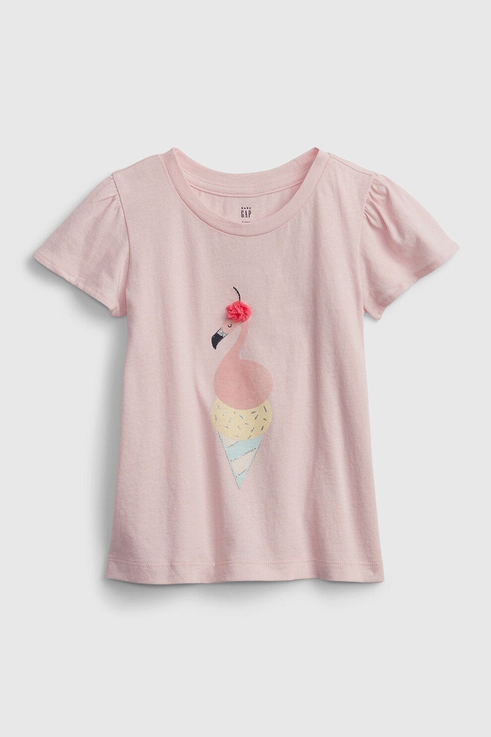 GAP, Tricou din bumbac cu imprimeu, Roz prafuit