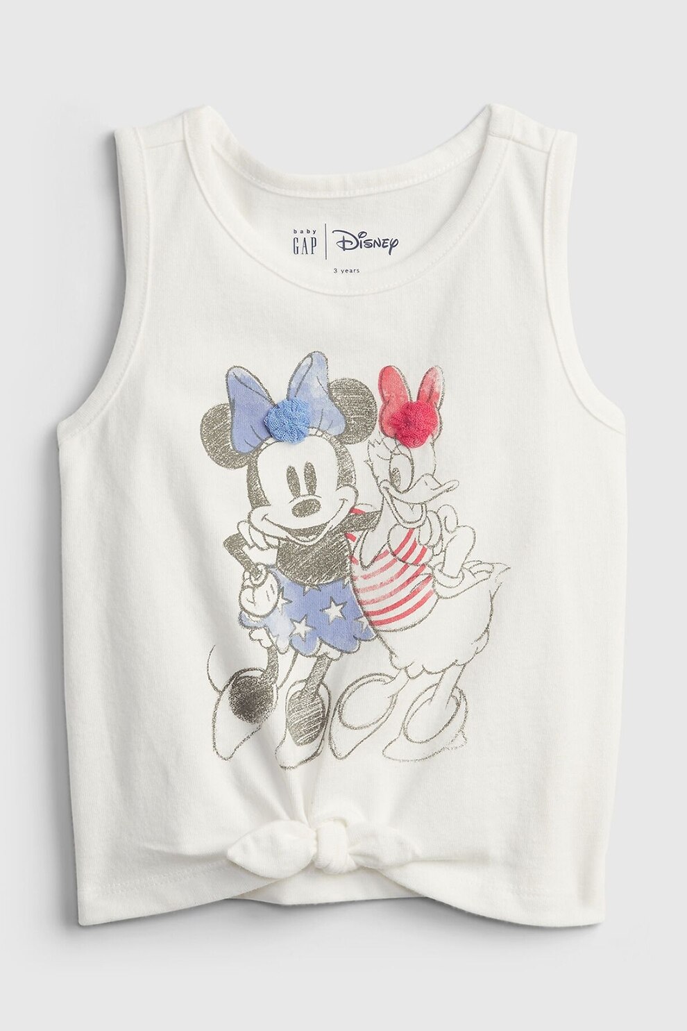 GAP, Top din bumbac cu model Minnie Mouse&Daisy Duck, Alb/Albastru/Rosu