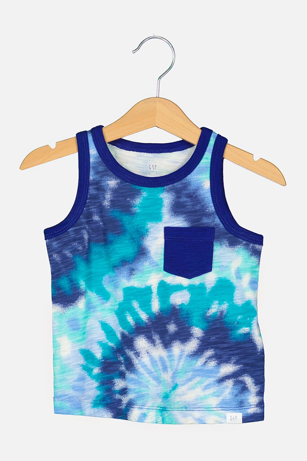 GAP, Top de bumbac cu imprimeu tie-dye, Bleumarin/Verde persan