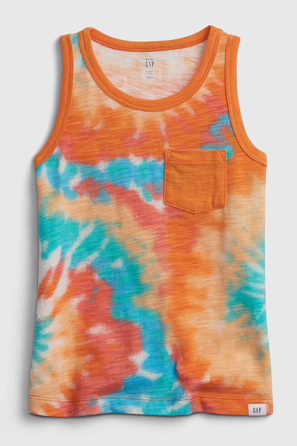 GAP, Top de bumbac cu imprimeu tie-dye, Portocaliu/Albastru