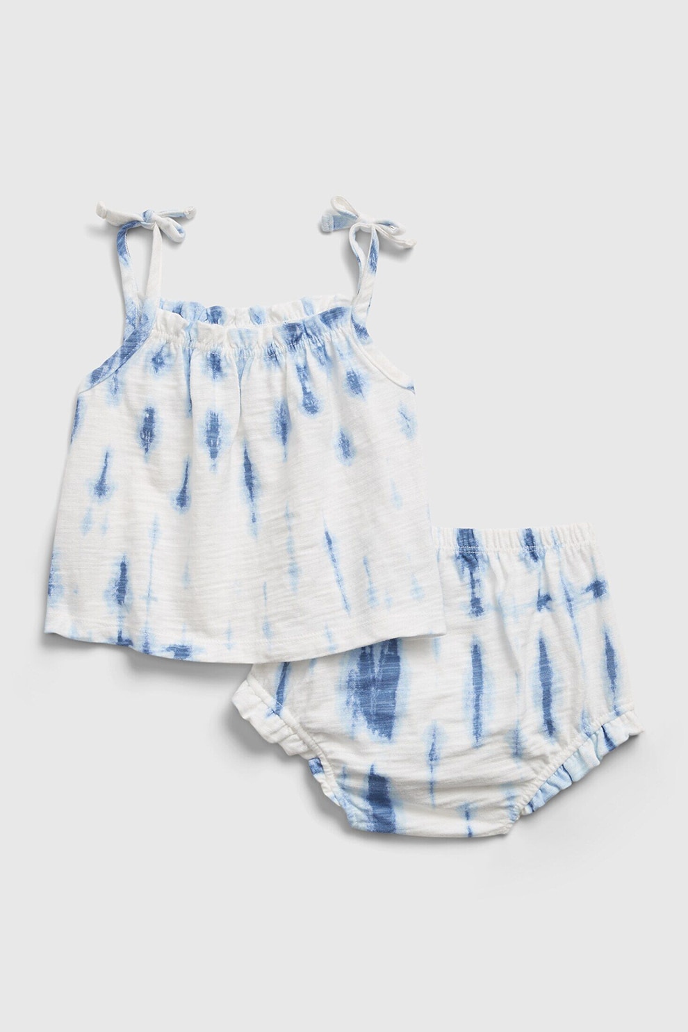 GAP, Set de top si chiloti fete, 2 piese, Alb/Albastru inchis