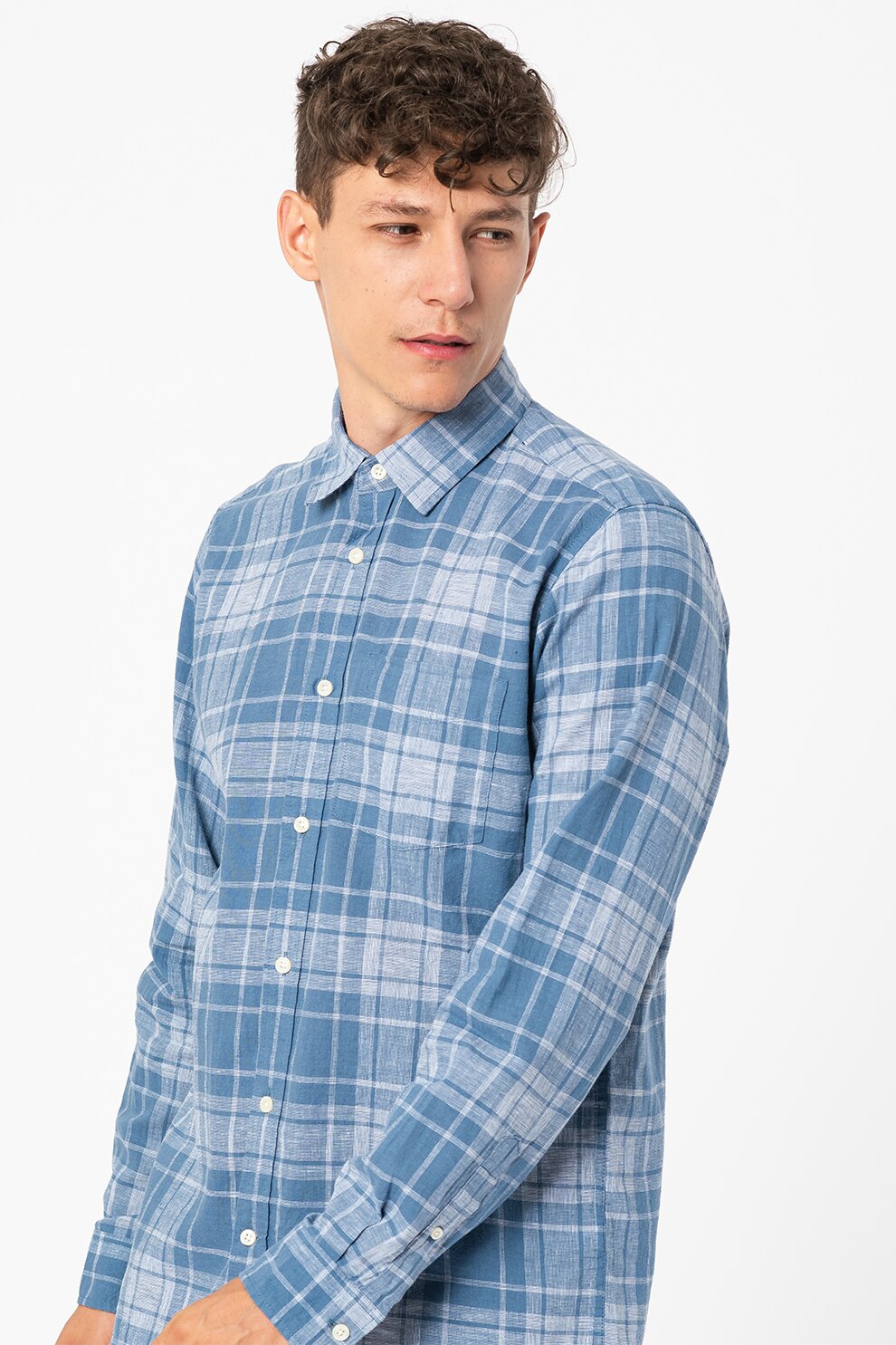 GAP, Camasa cu maneci lungi si dungi, Albastru prafuit/alb prafuit