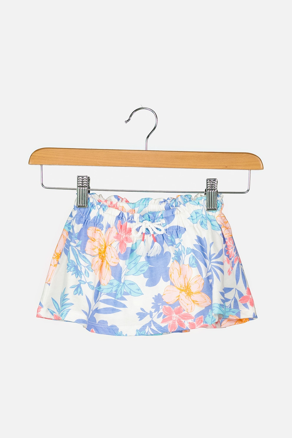 GAP, Fusta mini de bumbac cu snur, Alb/Albastru lavanda/Roz