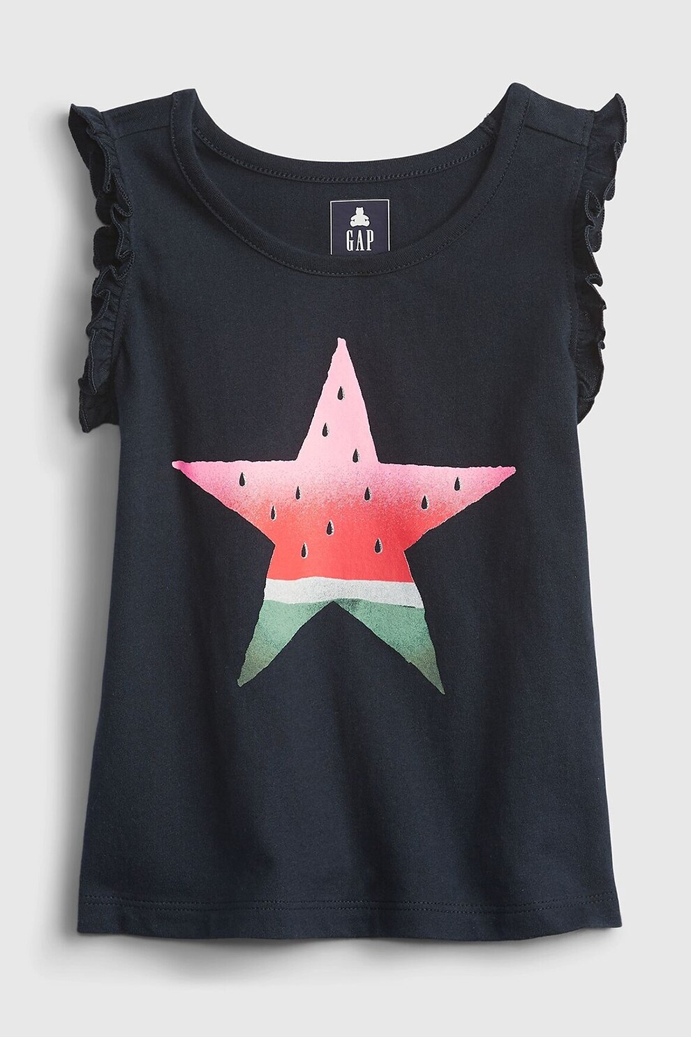 GAP, Top de bumbac organic cu imprimeu, Negru/Rosu/Verde